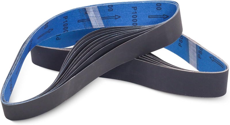 SHUTTLE GENIUS 15 Pack 1-1/2 x 30 Inch Sanding Belts, Extra Fine Grit Silicon Carbide Sanding Belt, 5 Pcs Each of 600, 800, 1000 Grits Sander Belt for Knife Sharpening Woodworking - Image 1